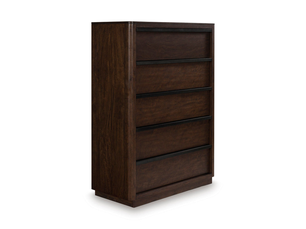 Dilenno Dark Brown Five Drawer Chest