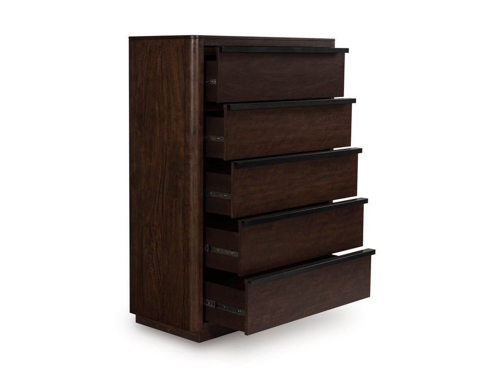 Dilenno Dark Brown Five Drawer Chest