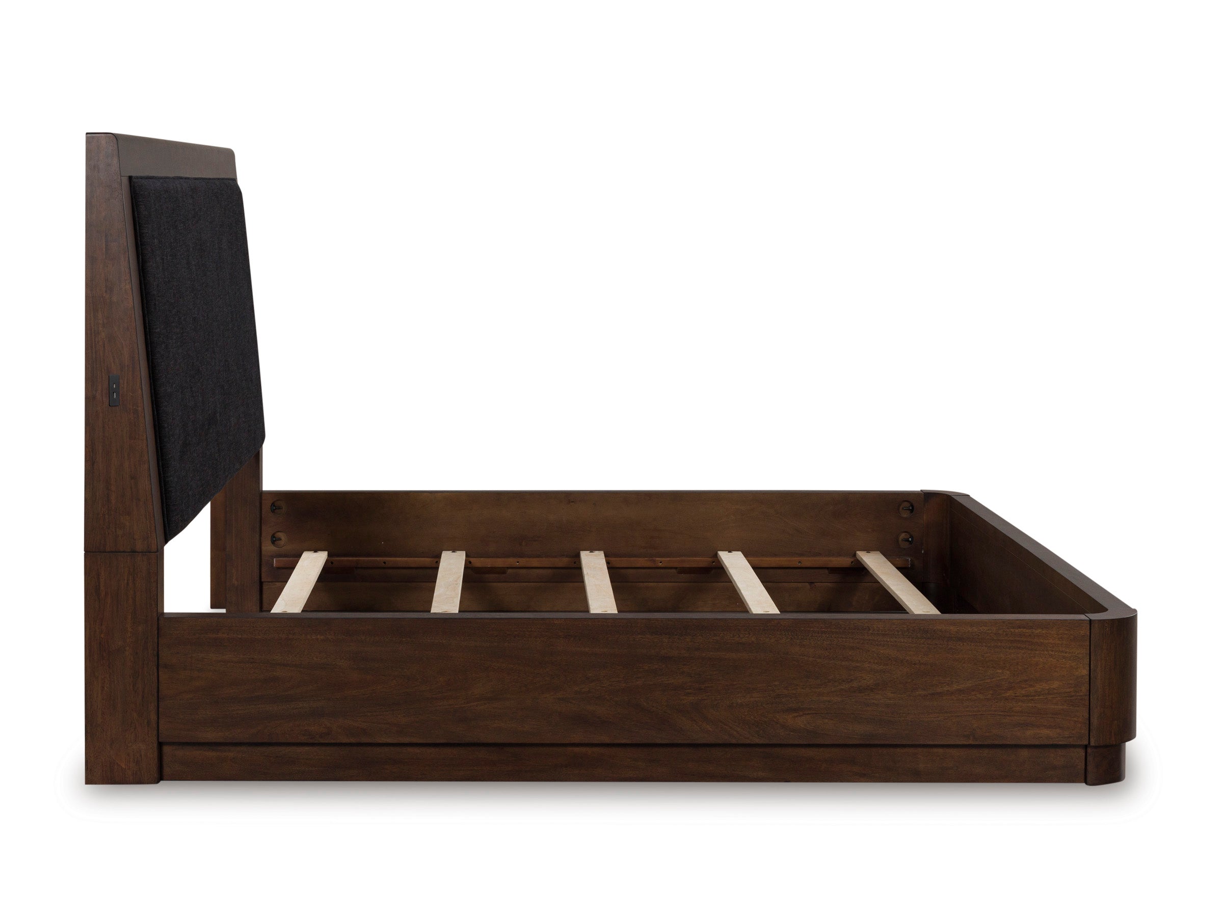 Dilenno Dark Brown King Upholstered Panel Bed