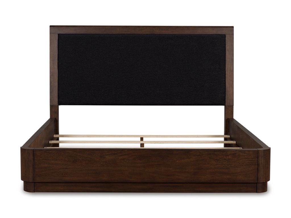 Dilenno Dark Brown King Upholstered Panel Bed