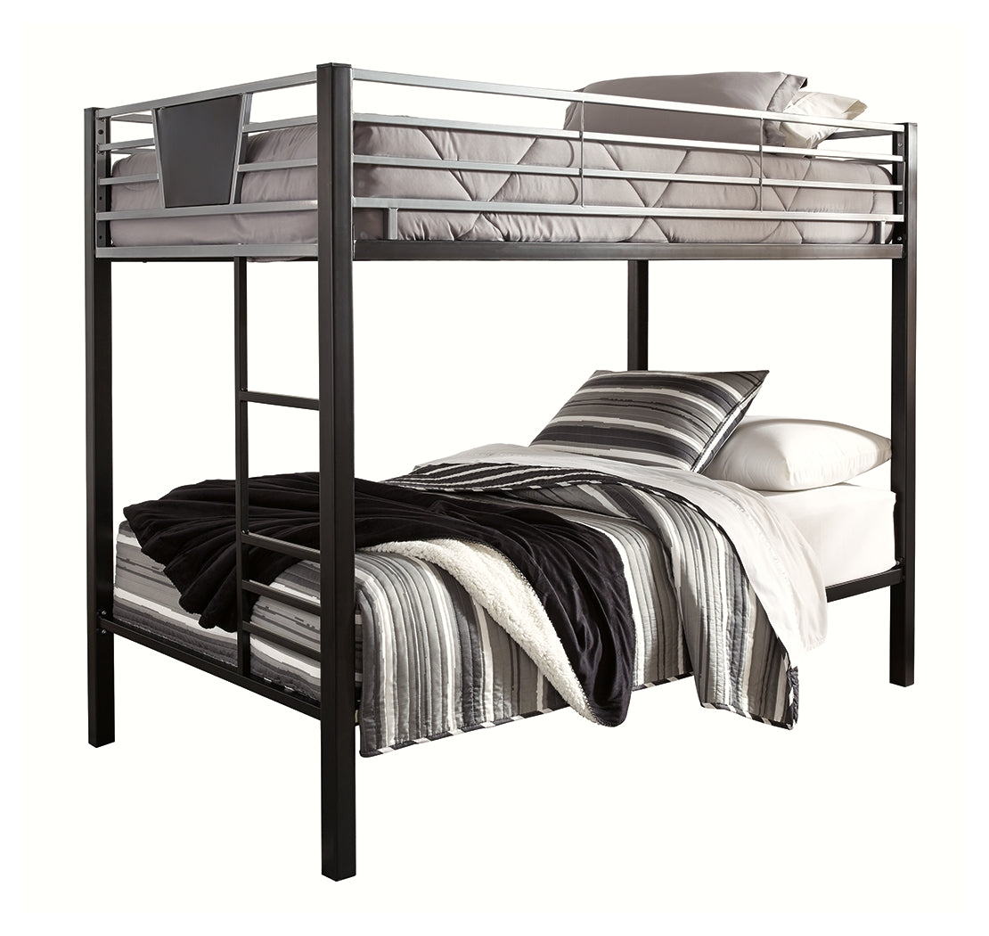 Dinsmore Black/Gray Twin over Twin Bunk Bed & 2 Mattresses