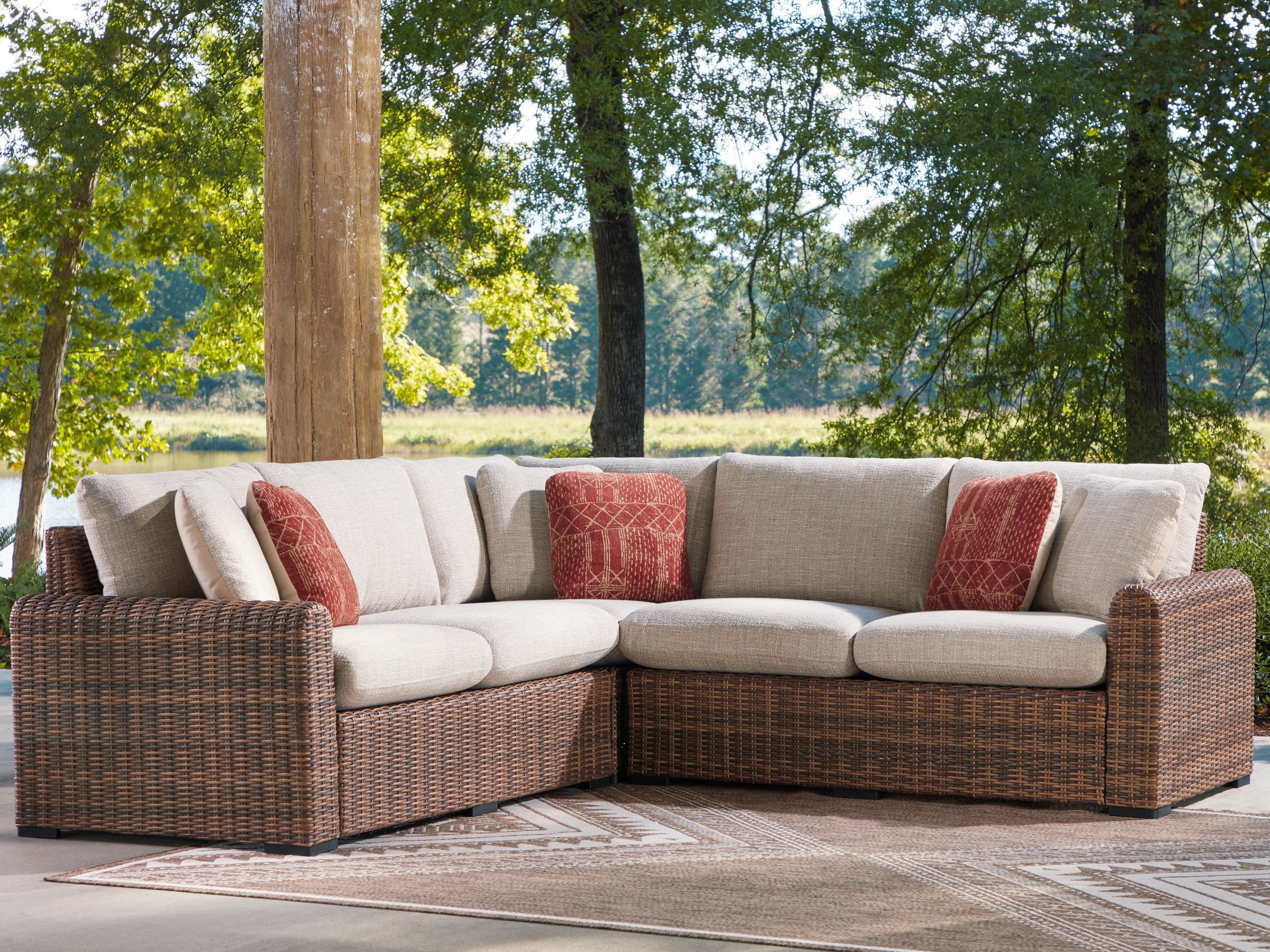 Dolan Creek Beige/Brown 3-Piece Outdoor Sectional