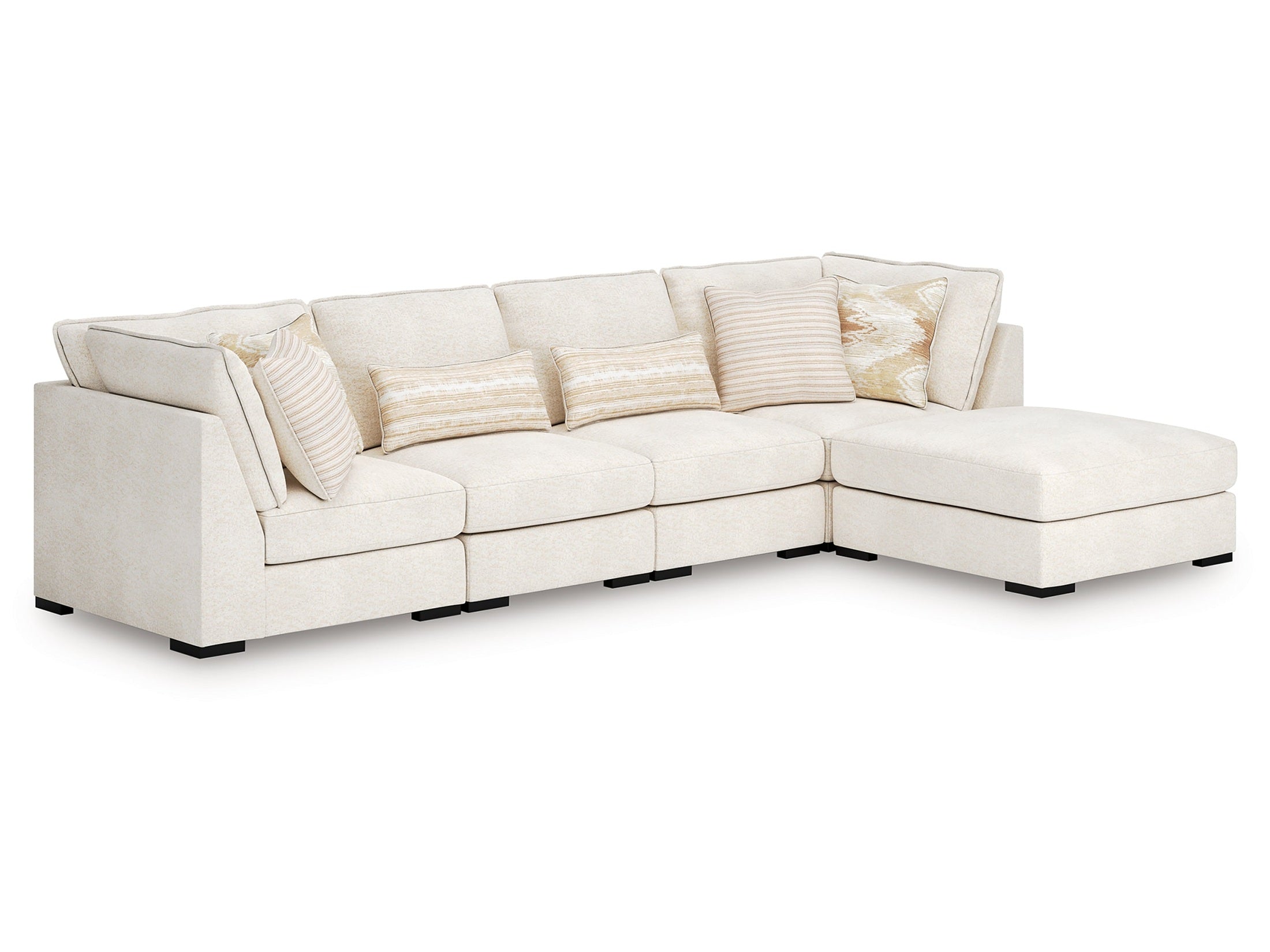 Donelson Creek Vanilla 4-Piece Sectional and Ottoman