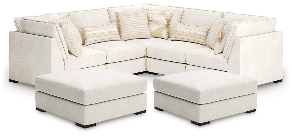 Donelson Creek Vanilla 5-Piece Sectional and 2 Oversized Ottomans