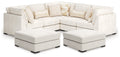 Donelson Creek Vanilla 5-Piece Sectional and 2 Oversized Ottomans