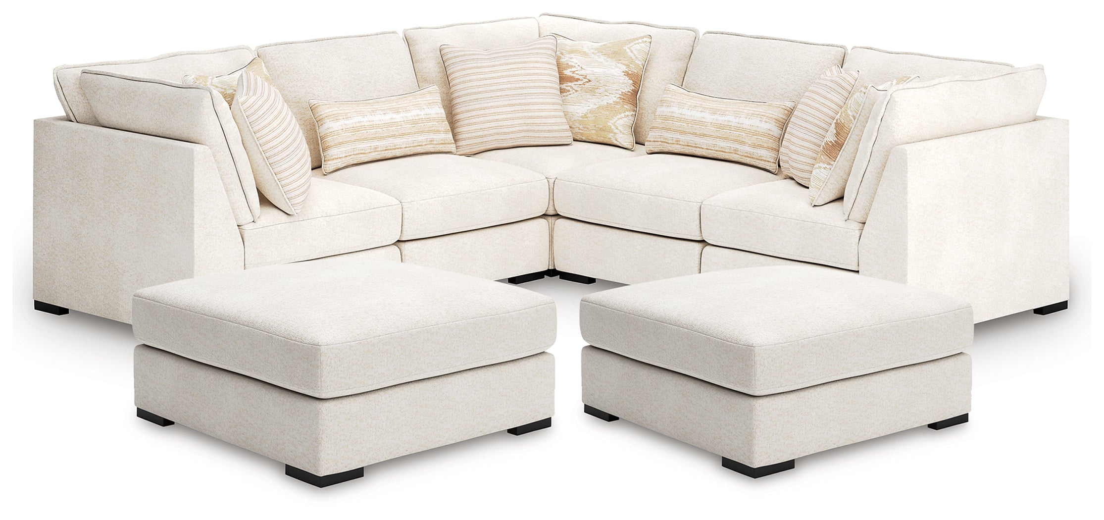 Donelson Creek Vanilla 5-Piece Sectional and 2 Oversized Ottomans