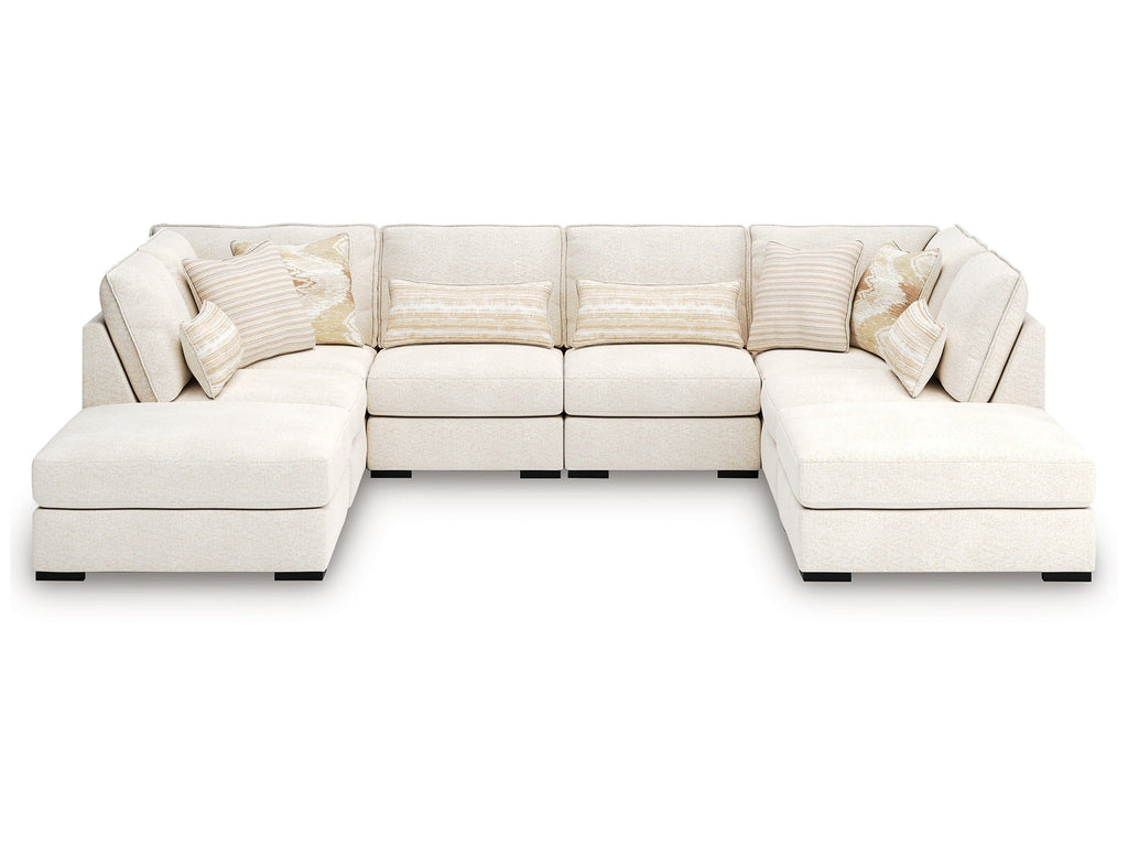 Donelson Creek Vanilla 6-Piece Sectional and Ottoman