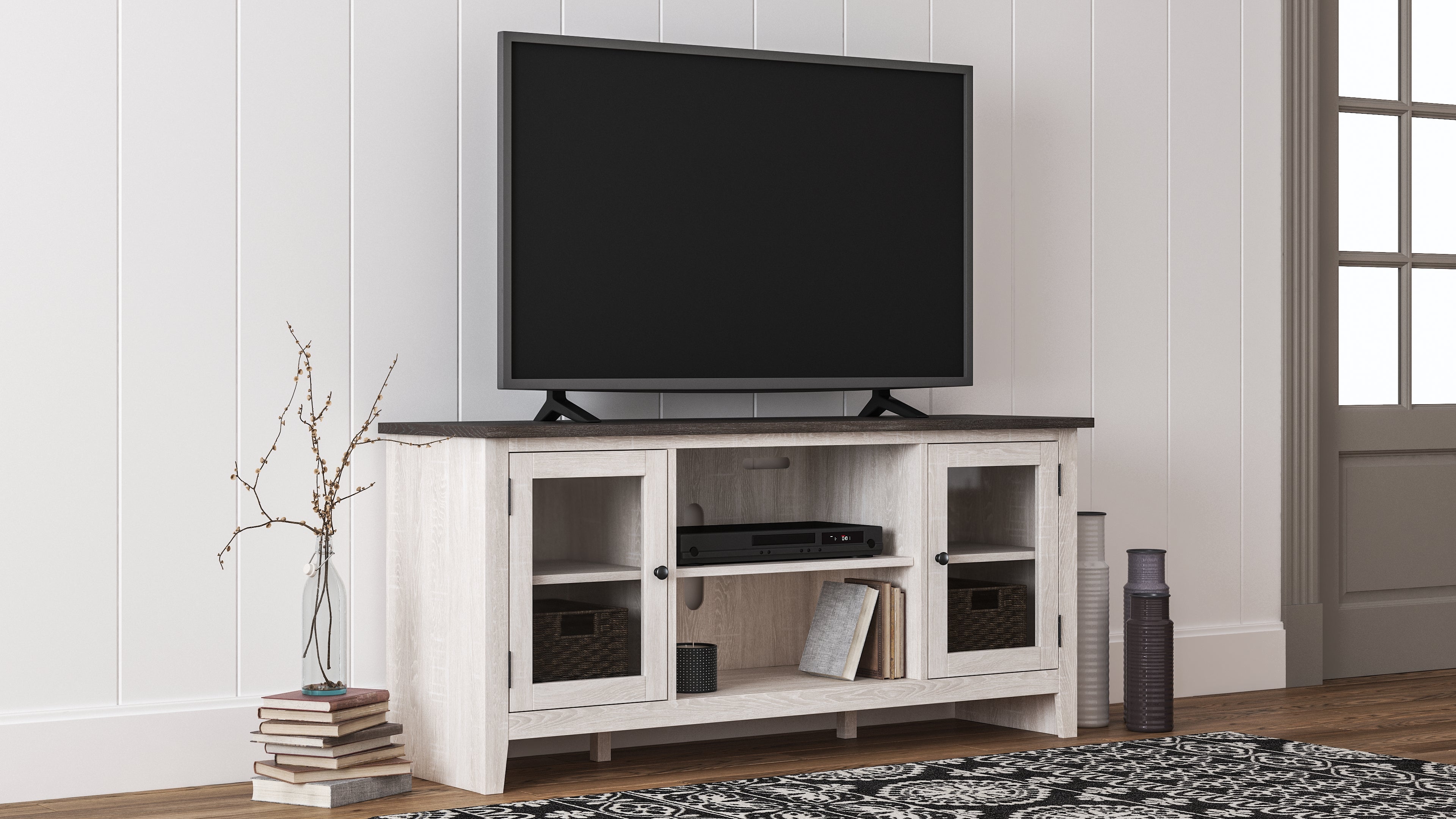 Dorrinson Antique White & Gray 60" TV Stand