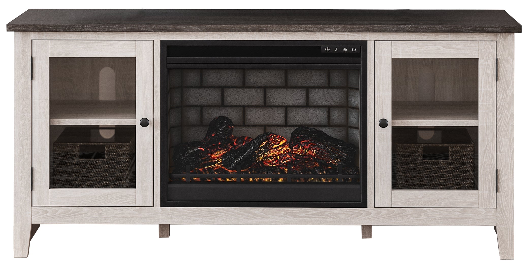 Dorrinson Black 60" TV Stand W/ Electric Fireplace