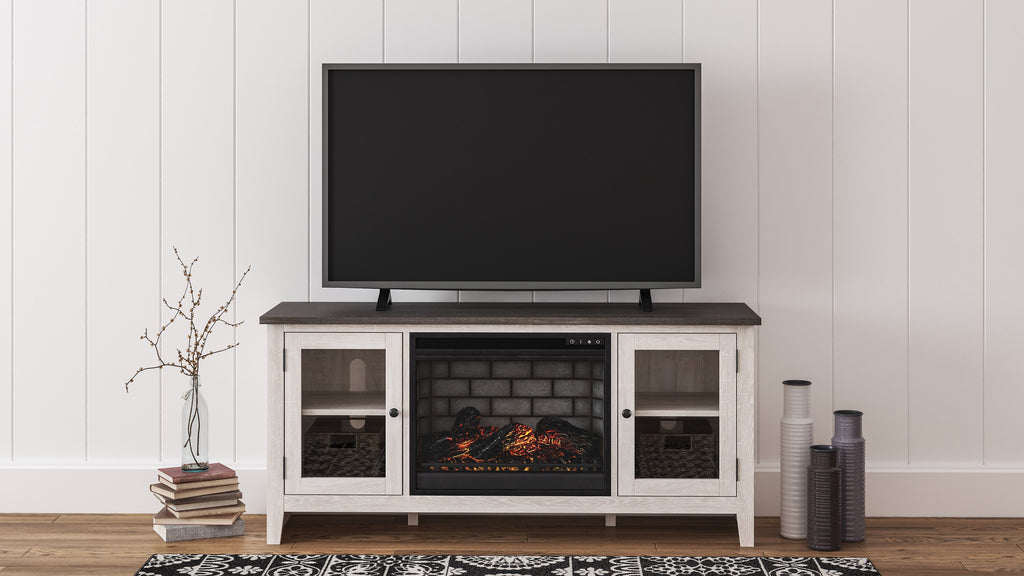 Dorrinson Black 60" TV Stand W/ Electric Fireplace