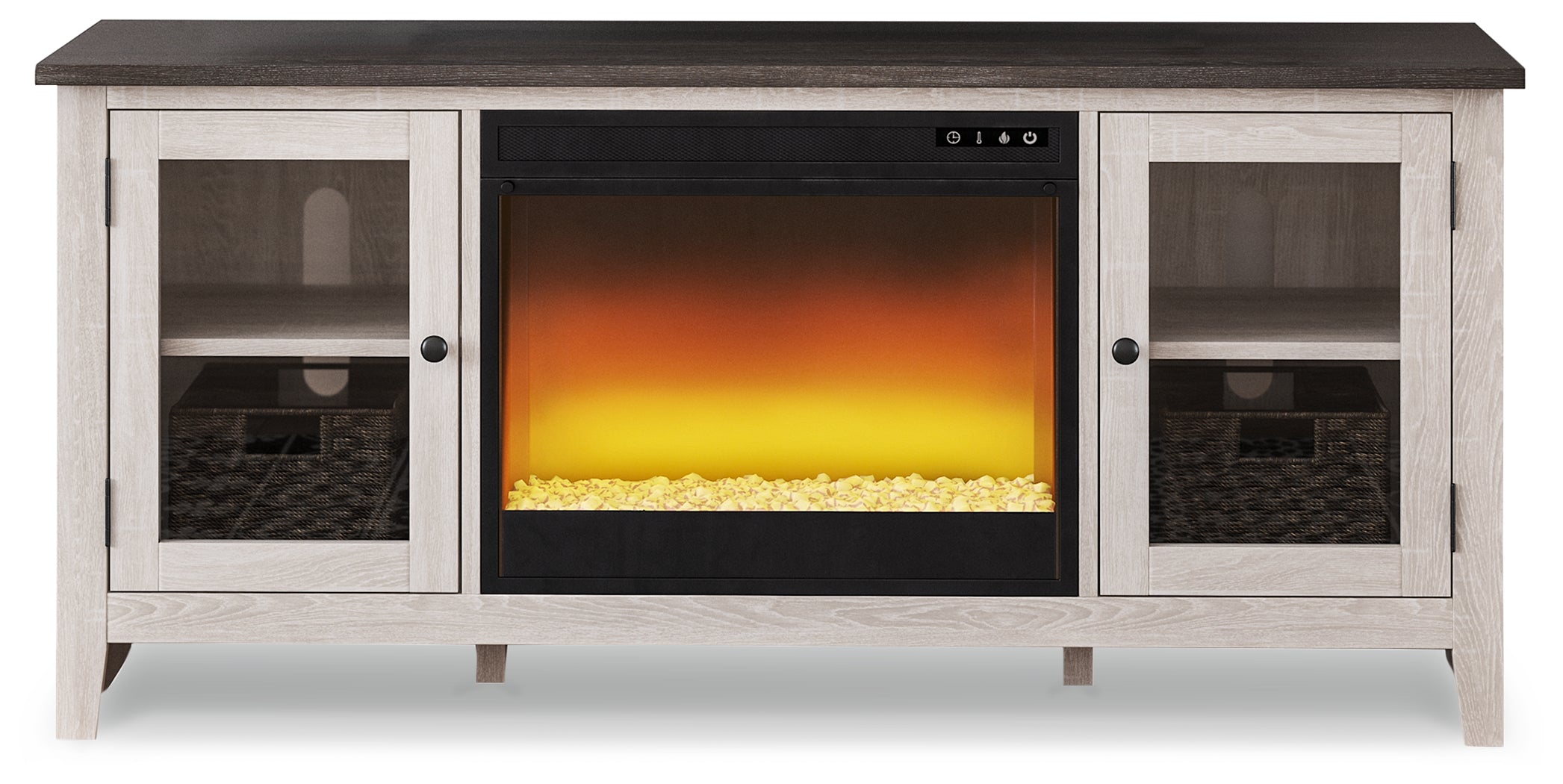 Dorrinson Black 60" TV Stand with Electric Fireplace