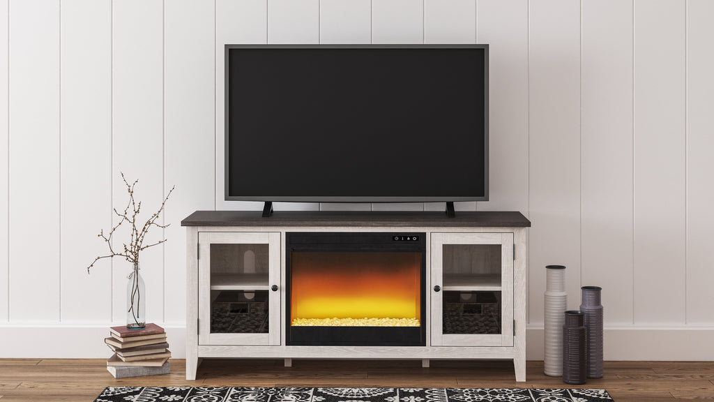 Dorrinson Black 60" TV Stand with Electric Fireplace