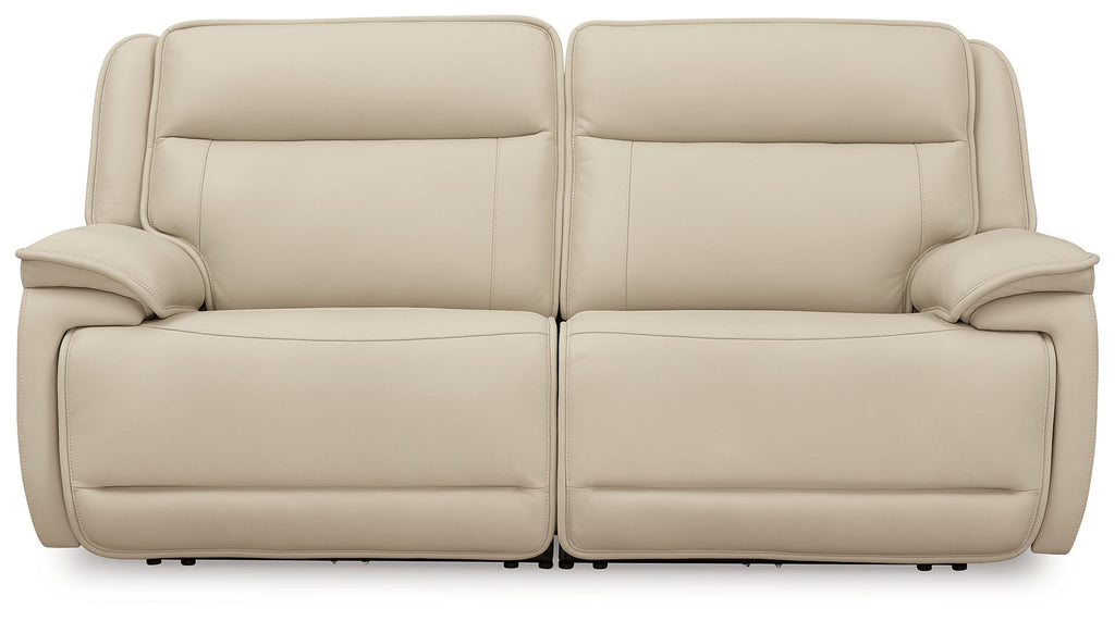 Double Deal Almond 2-Piece Power Reclining Loveseat Sectional