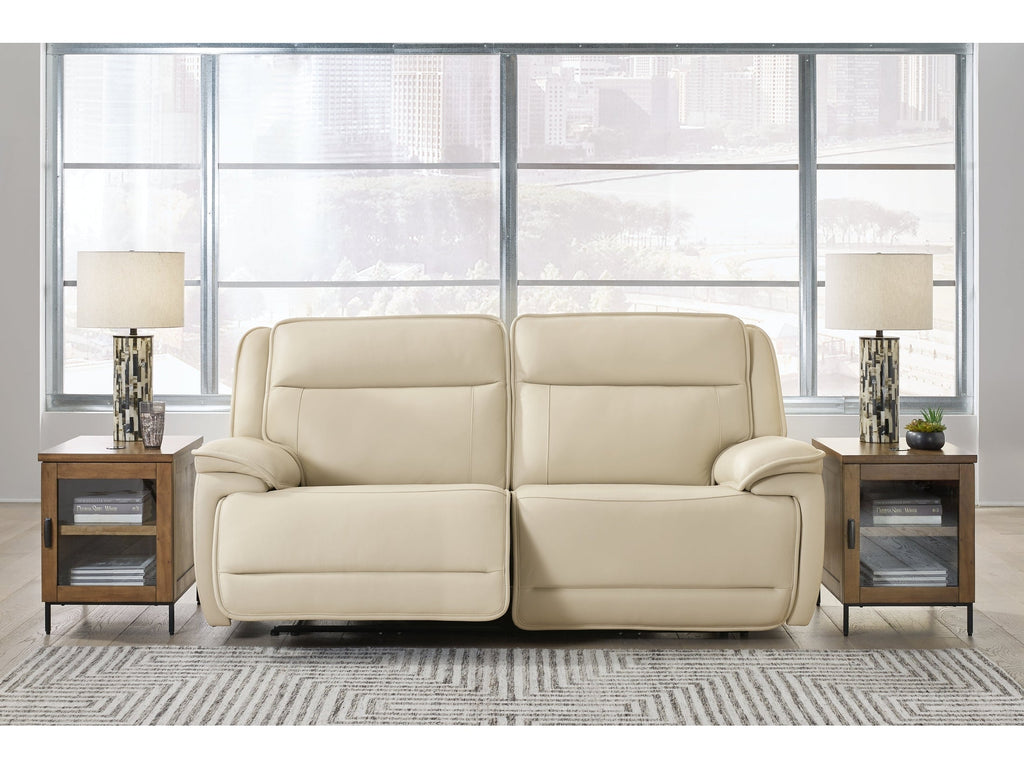Double Deal Almond 2-Piece Power Reclining Loveseat Sectional