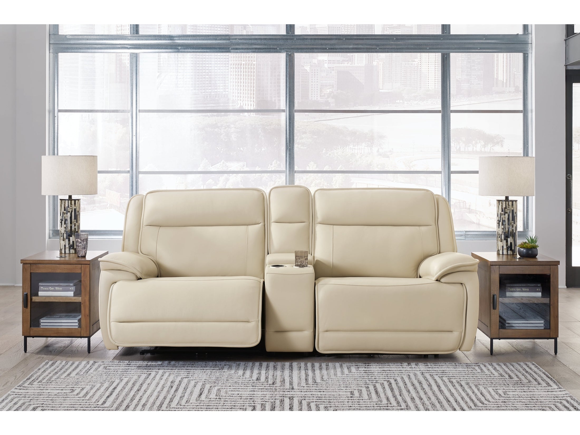 Double Deal Almond 2 Pc Power Reclining Loveseat Sectional