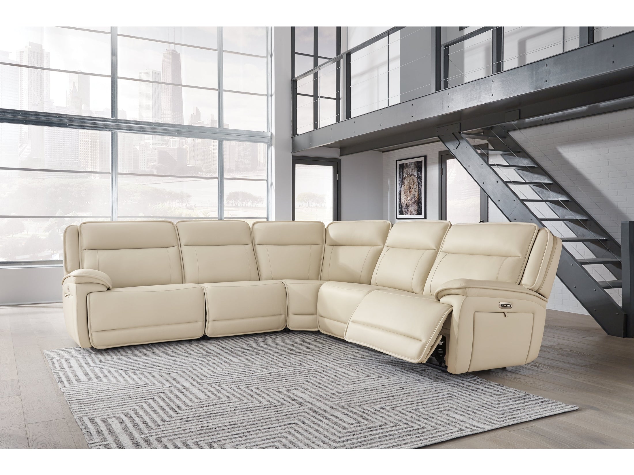 Double Deal Almond 5-Piece Power Reclining Sectional