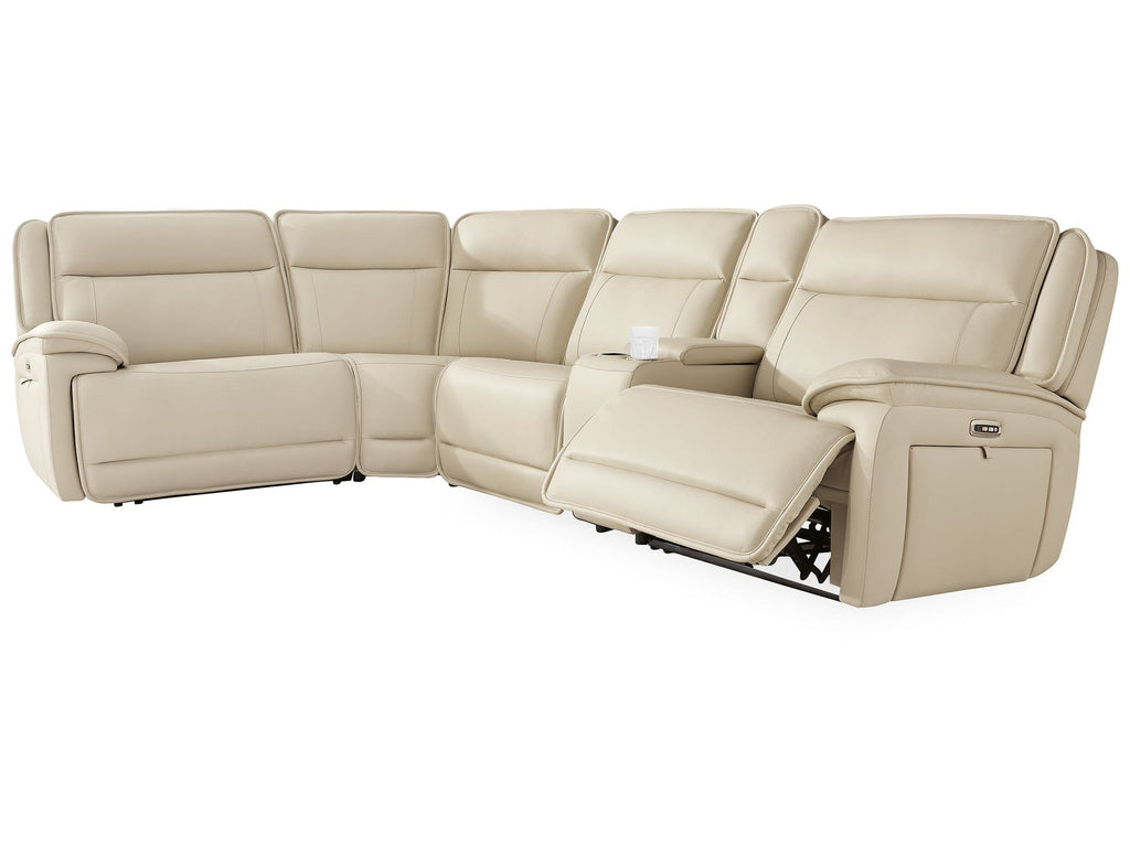 Double Deal Almond 5-Piece Reclining Sectional with Console