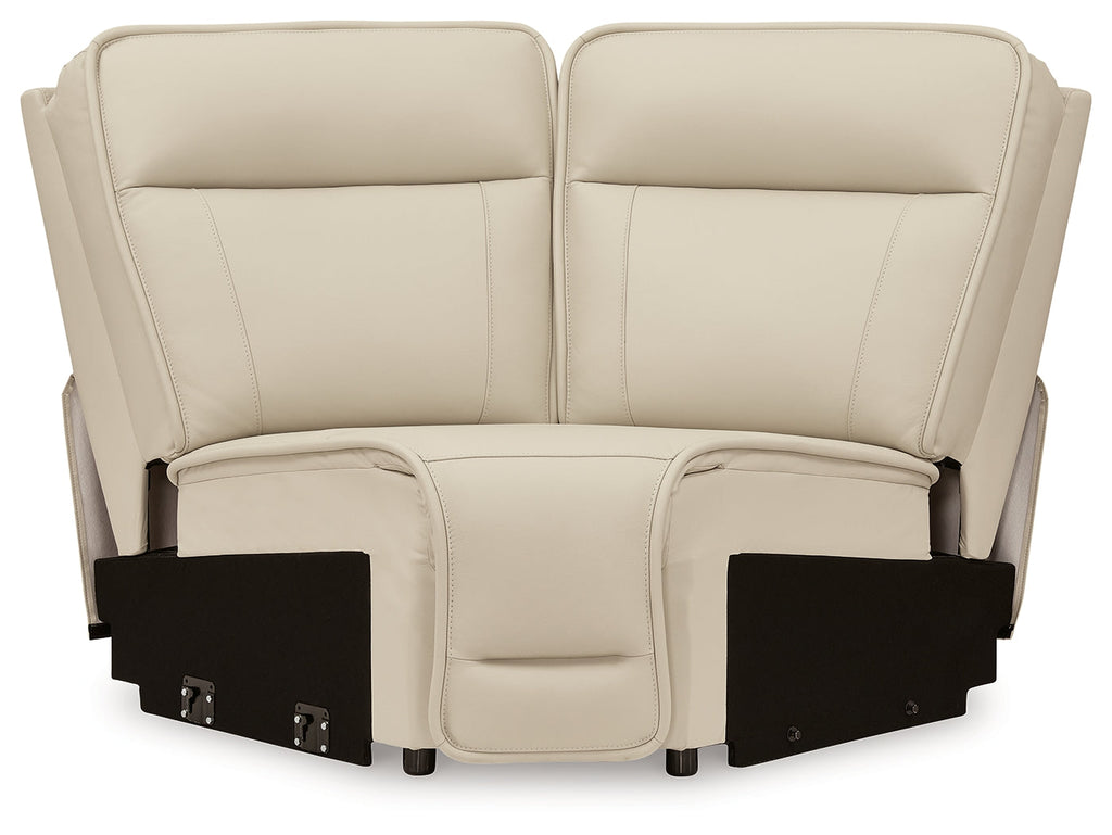 Double Deal Almond 5-Piece Reclining Sectional with Console