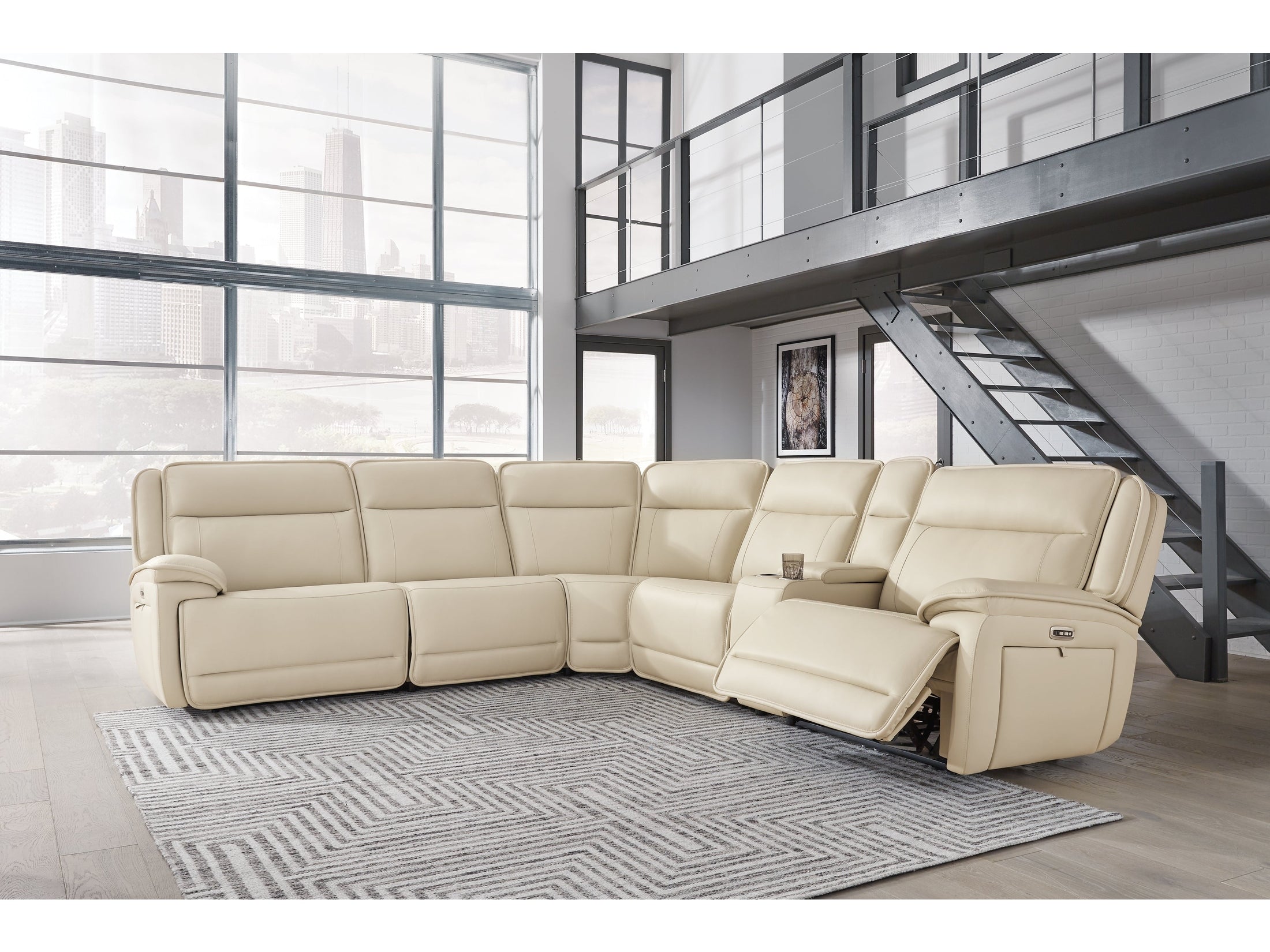 Double Deal Almond 6-Piece Power Reclining Sectional