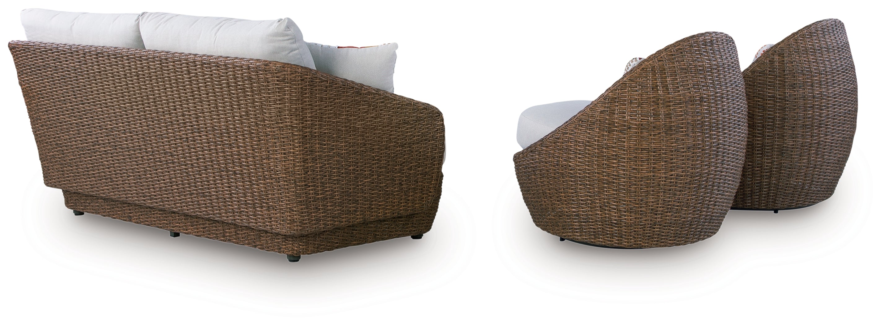 Double Point Beige Love/Swivel Chairs Set (Set of 3)