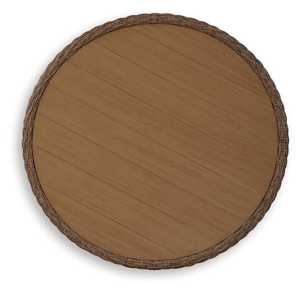 Double Point Beige Round Cocktail Table