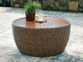 Double Point Beige Round Cocktail Table