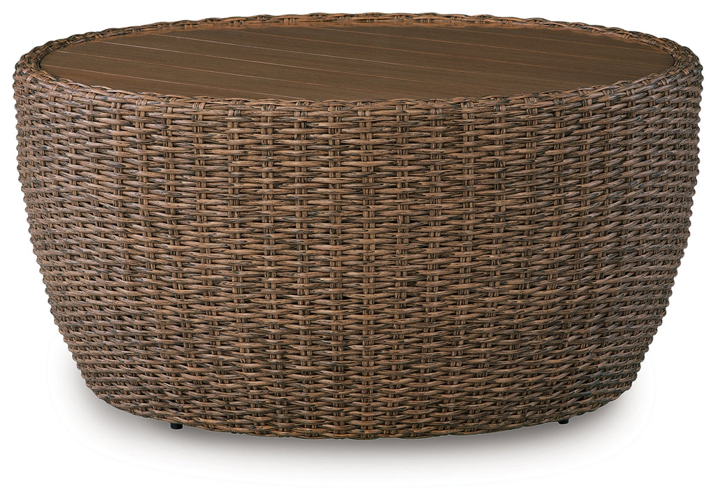 Double Point Beige Round Cocktail Table