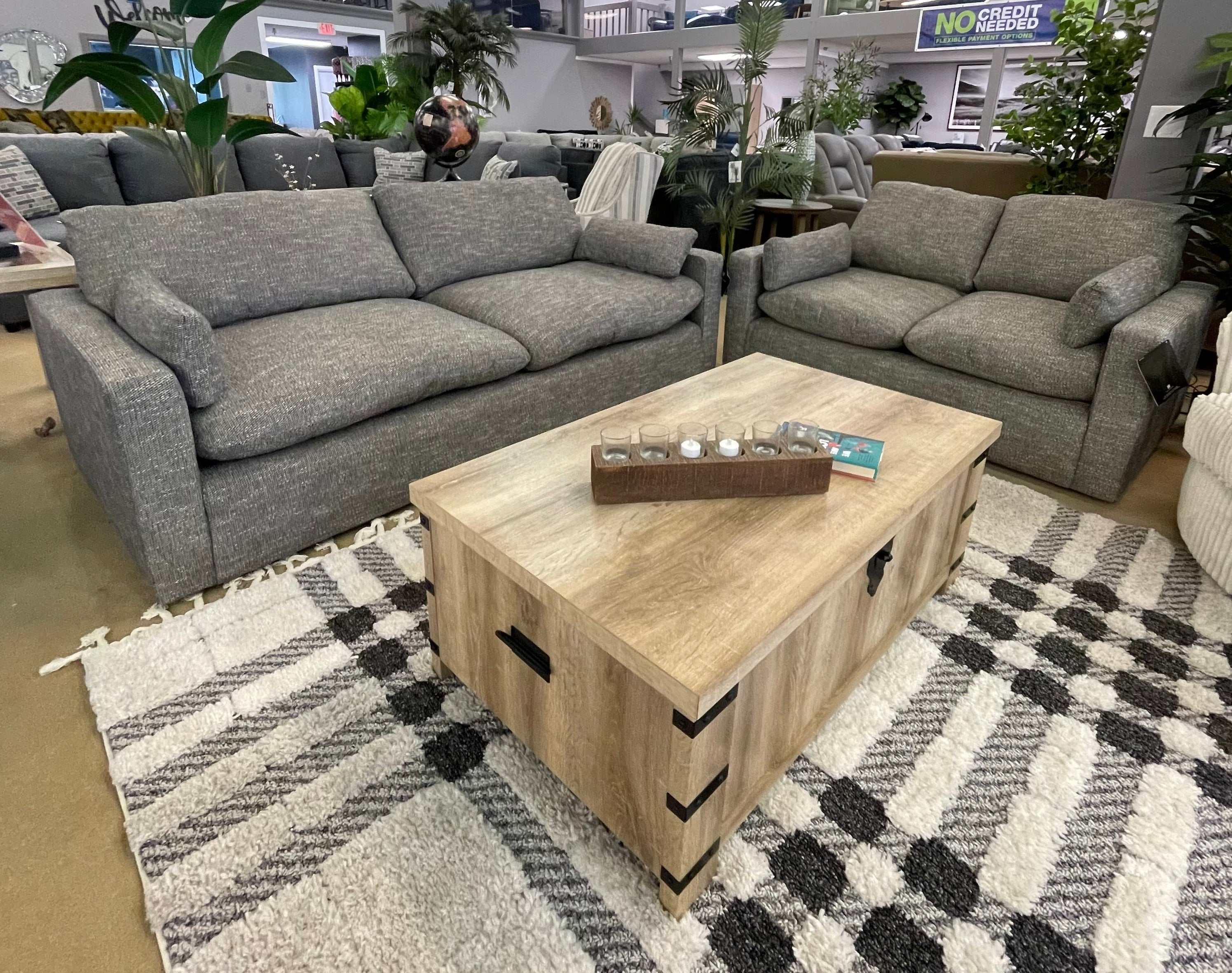 Dramatic Granite Fabric Living Room Set / 2pc