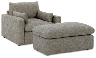 Dramatic Granite Oversized Chair and Ottoman