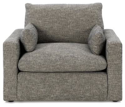 Dramatic Granite Oversized Chair and Ottoman