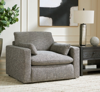 Dramatic Granite Oversized Chair and Ottoman