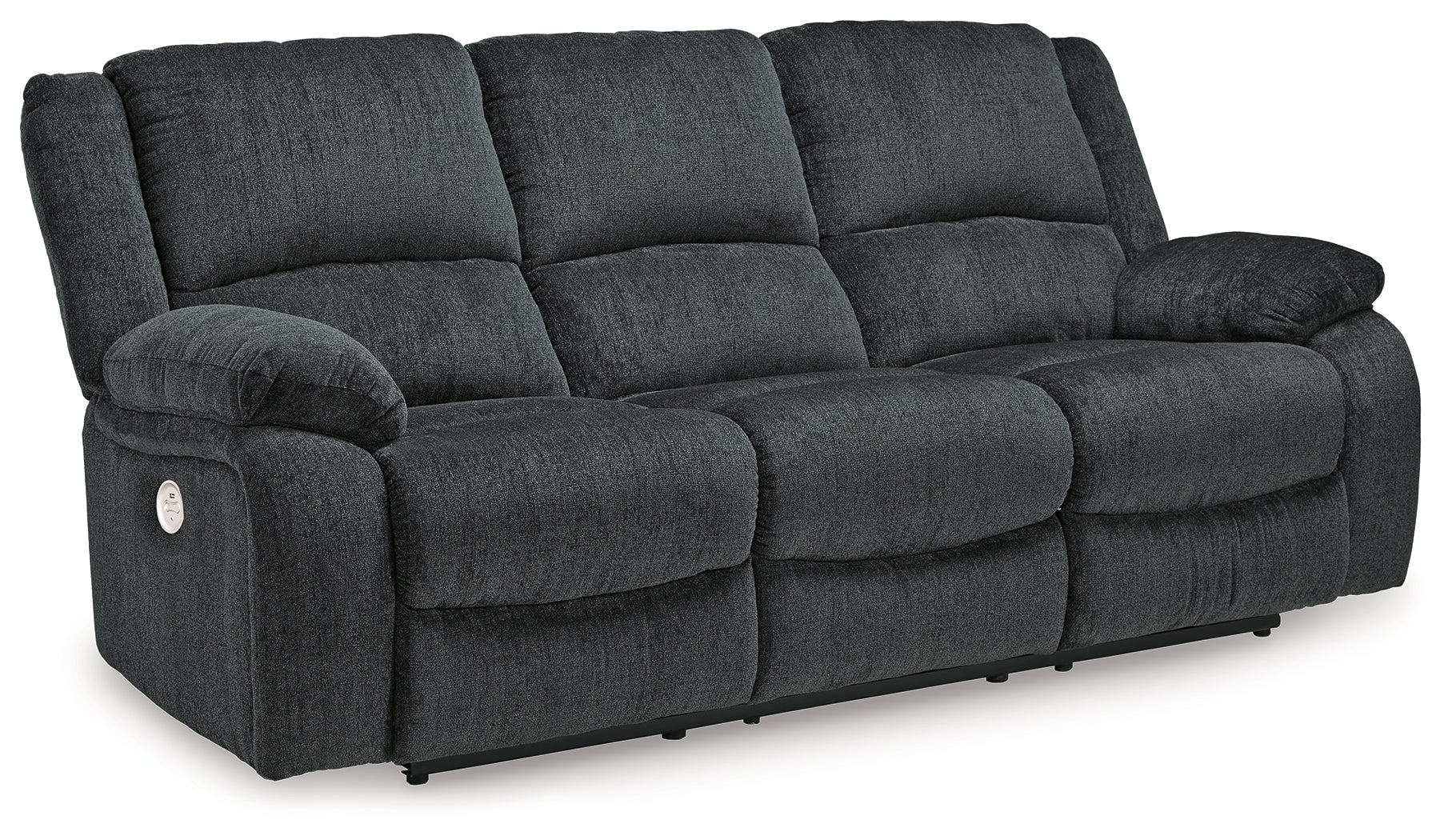 Draycoll Gray Power Reclining Sofa, Loveseat and Recliner