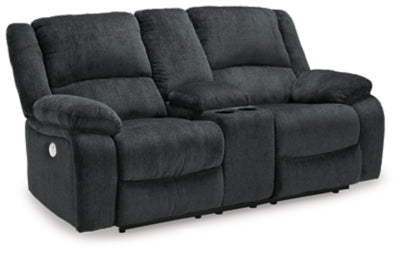 Draycoll Gray Power Reclining Sofa and Loveseat