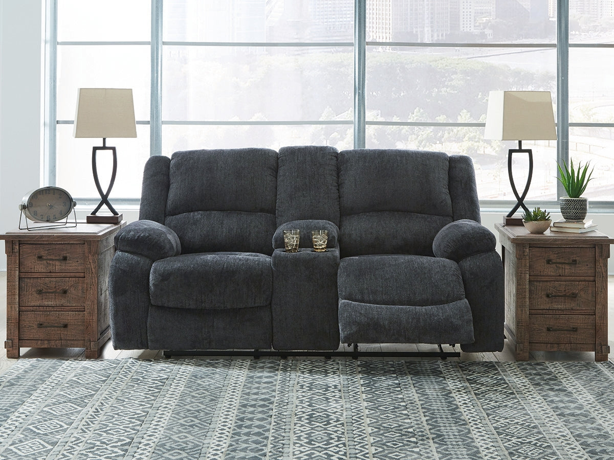 Draycoll Slate Manual Reclining Loveseat w/ Console