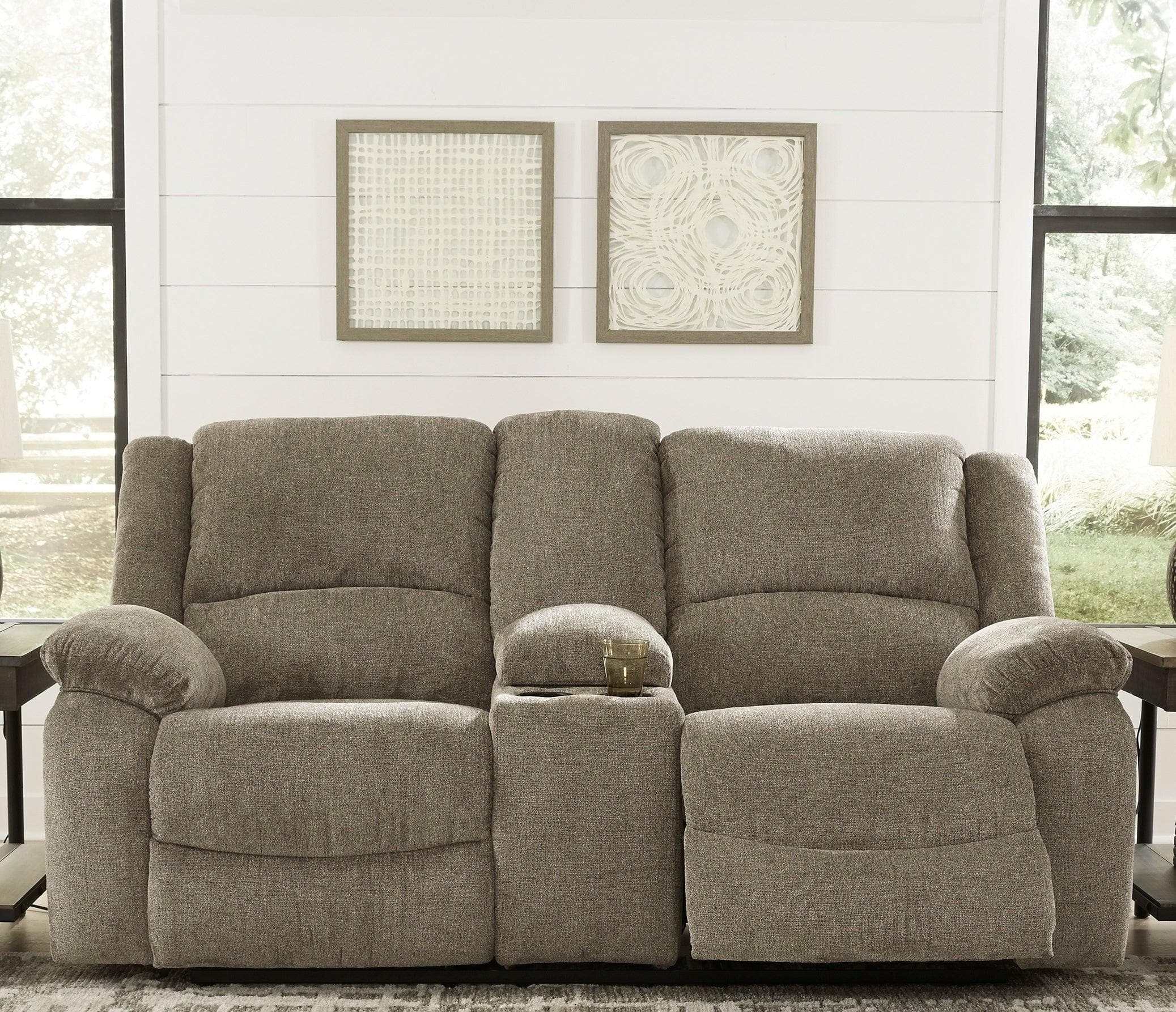 Draycoll Slate Manual Reclining Loveseat w/ Console
