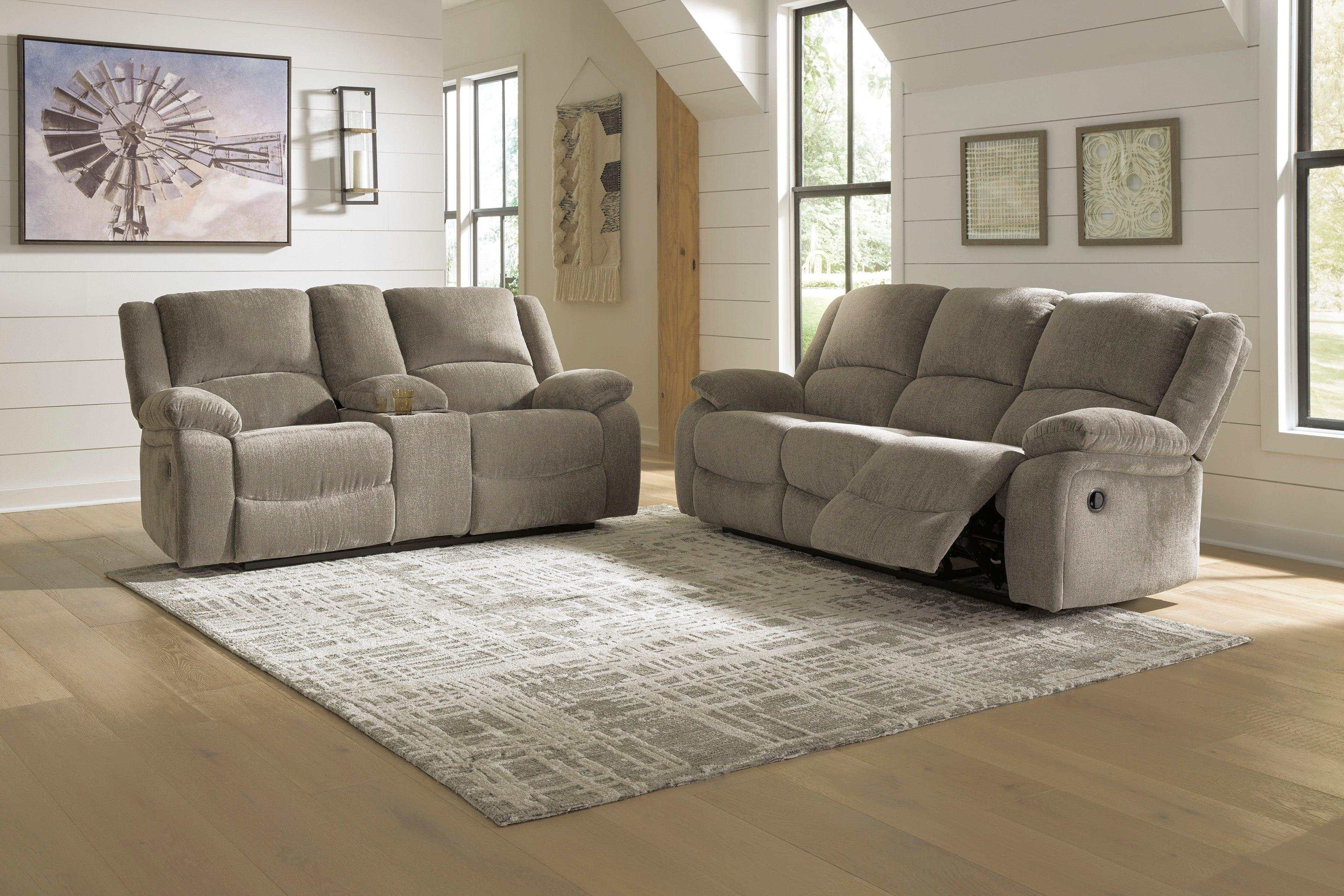 Draycoll Slate Manual Reclining Loveseat w/ Console