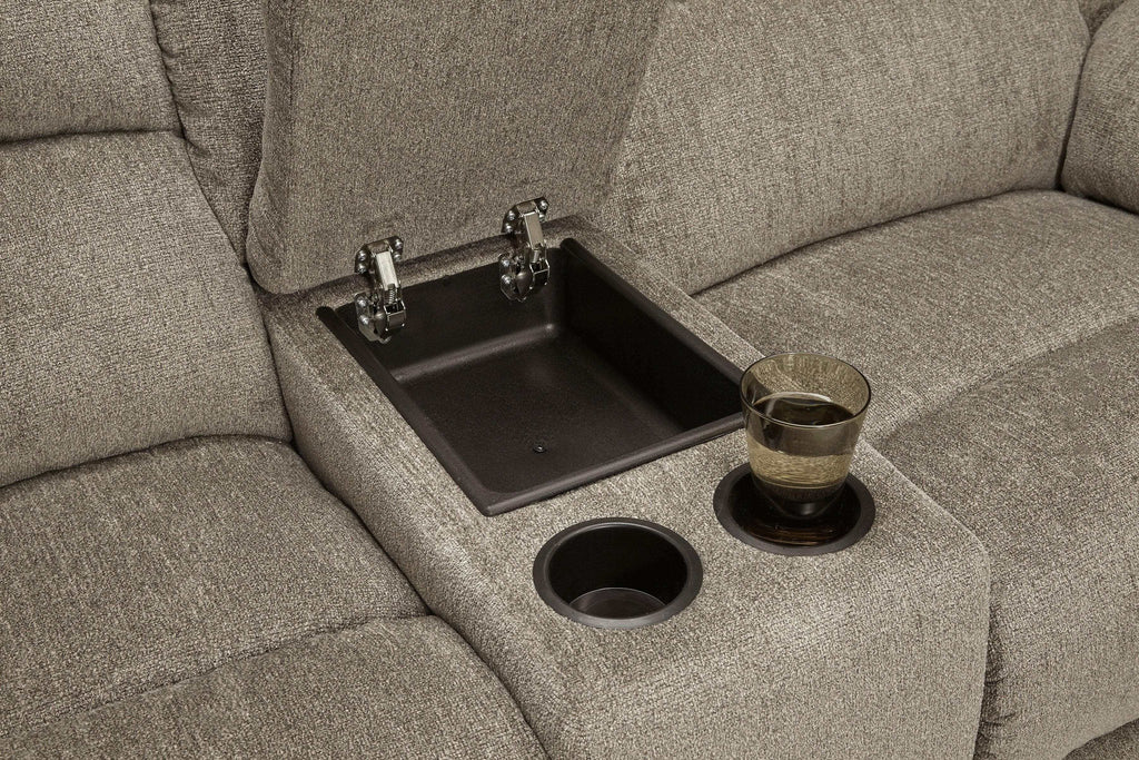Draycoll Slate Manual Reclining Loveseat w/ Console