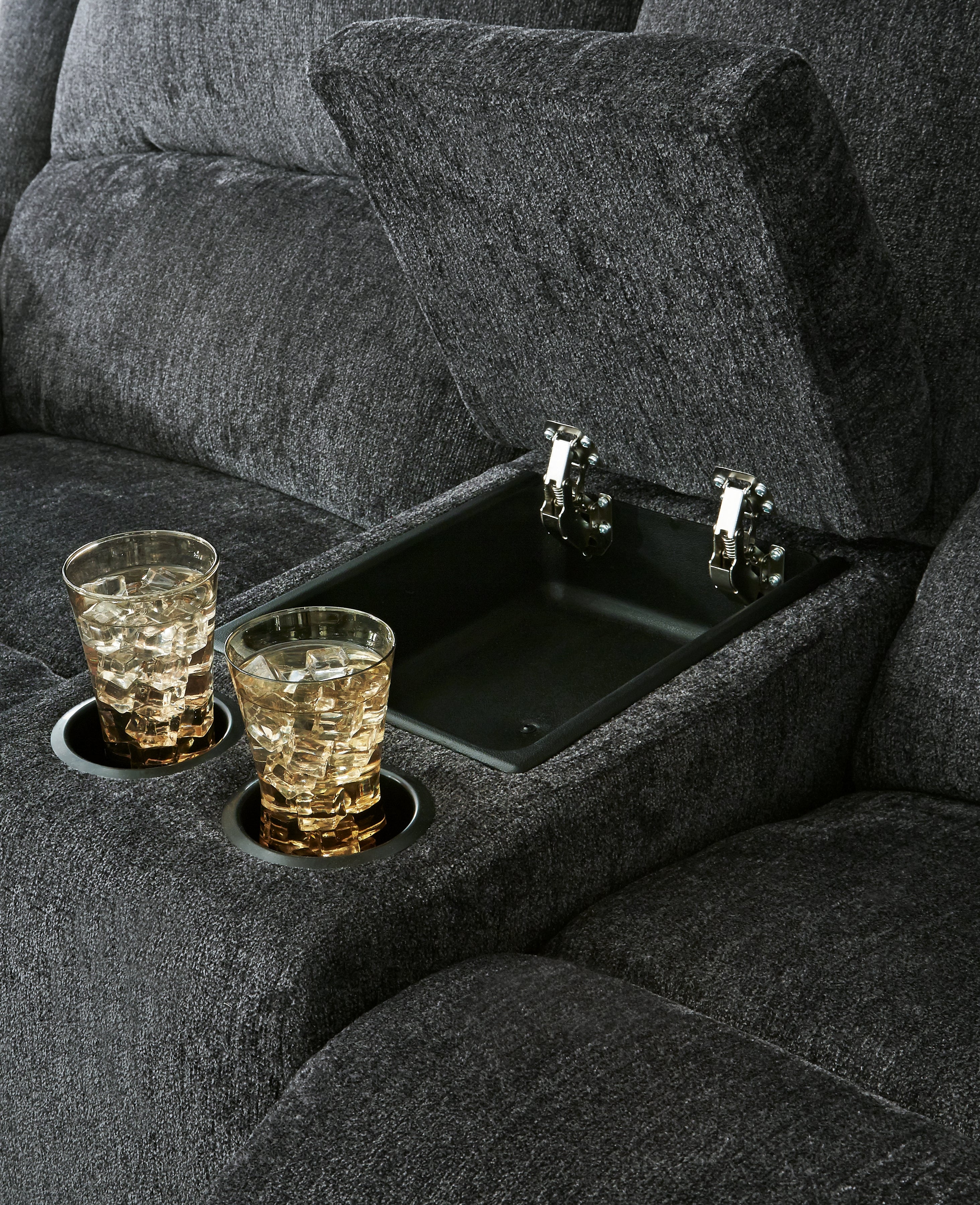 Draycoll Slate Power Reclining Loveseat w/ Console