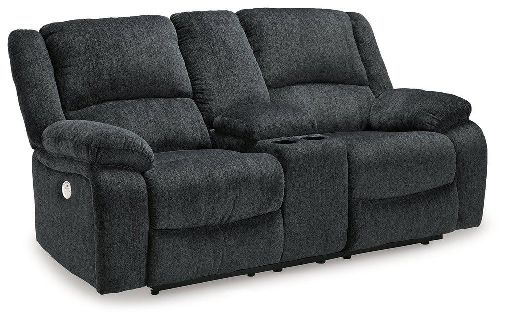 Draycoll Slate Power Reclining Loveseat w/ Console