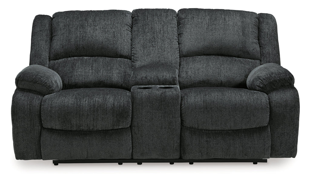Draycoll Slate Power Reclining Loveseat w/ Console