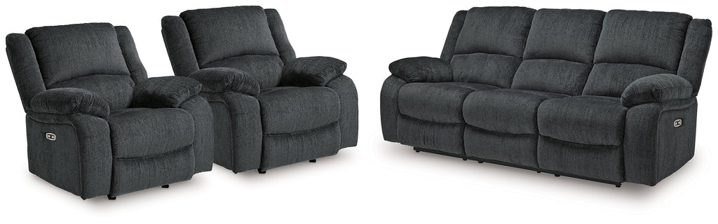 Draycoll Slate Power Reclining Sofa and 2 Power Recliners