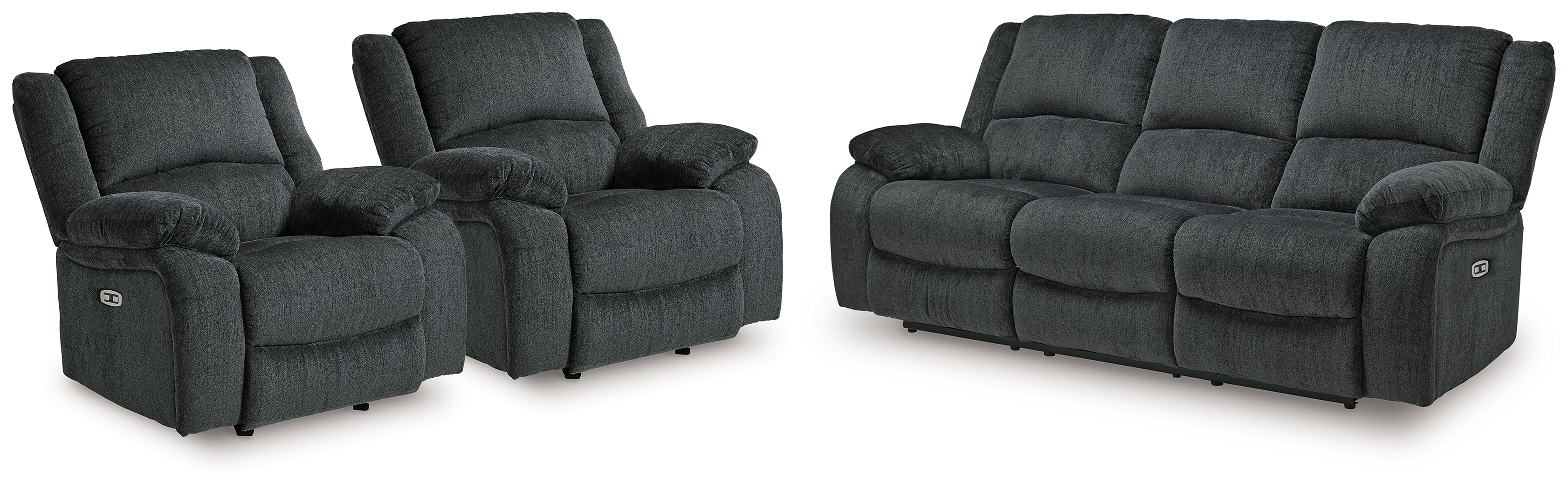Draycoll Slate Power Reclining Sofa and 2 Power Recliners