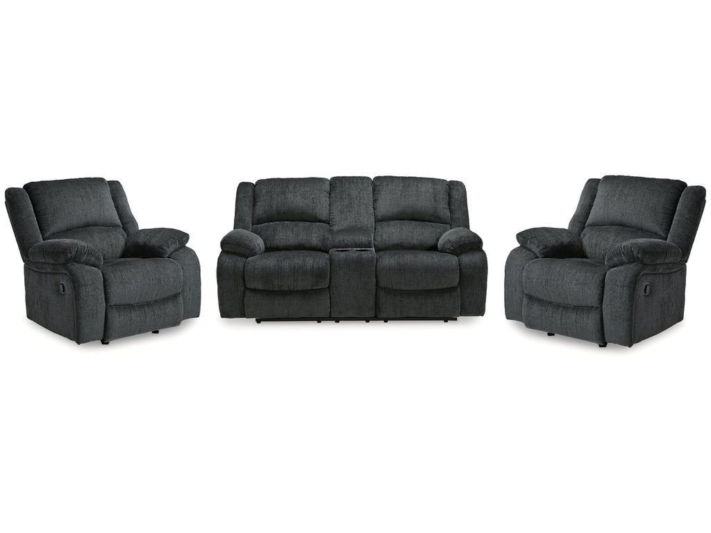 Draycoll Slate Reclining Loveseat and 2 Recliners