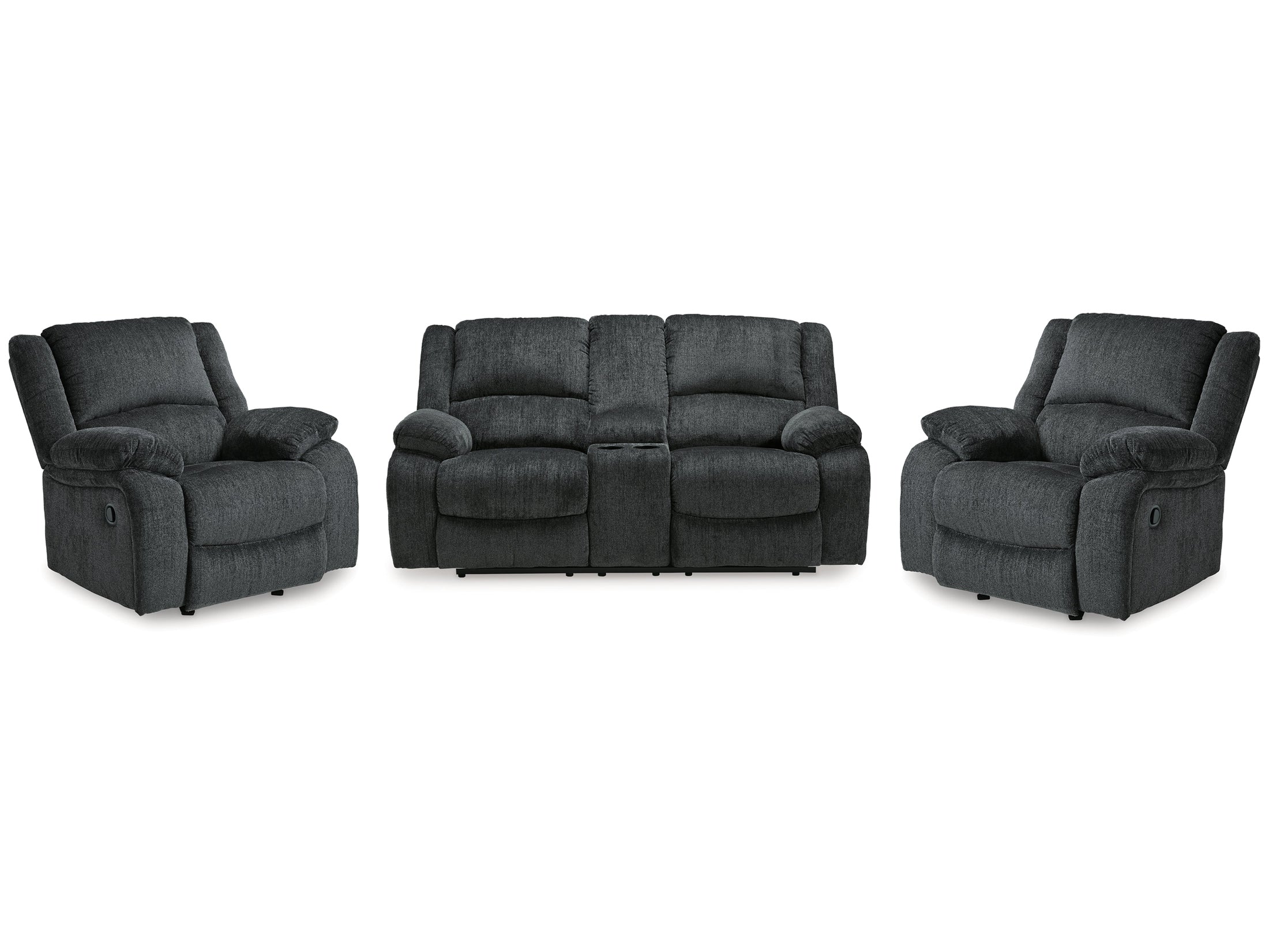 Draycoll Slate Reclining Loveseat and 2 Recliners