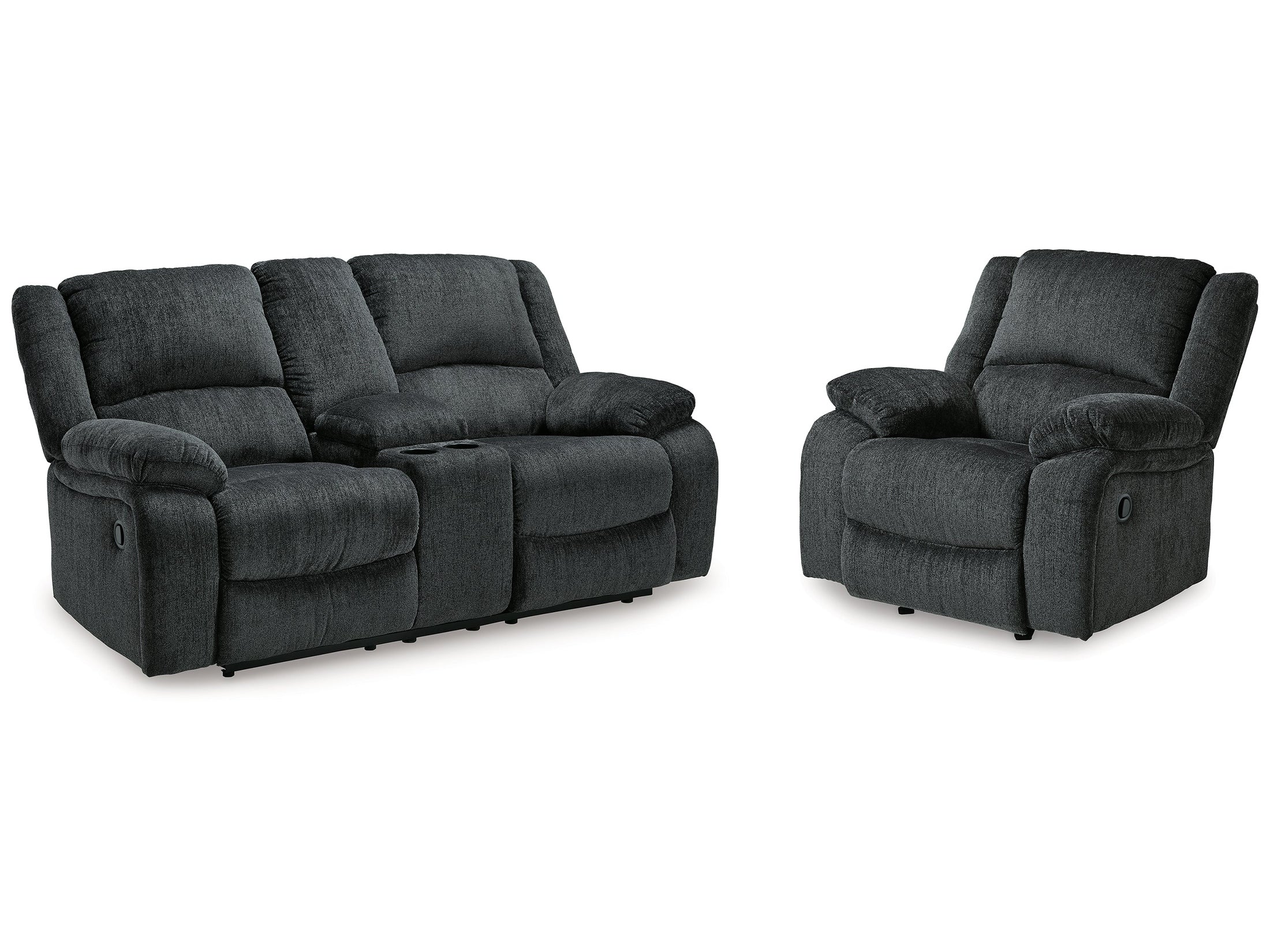 Draycoll Slate Reclining Loveseat w/Console & Recliner