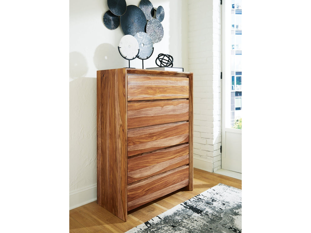Dressoni 36" 5 Drawer Brown Chest of Drawers