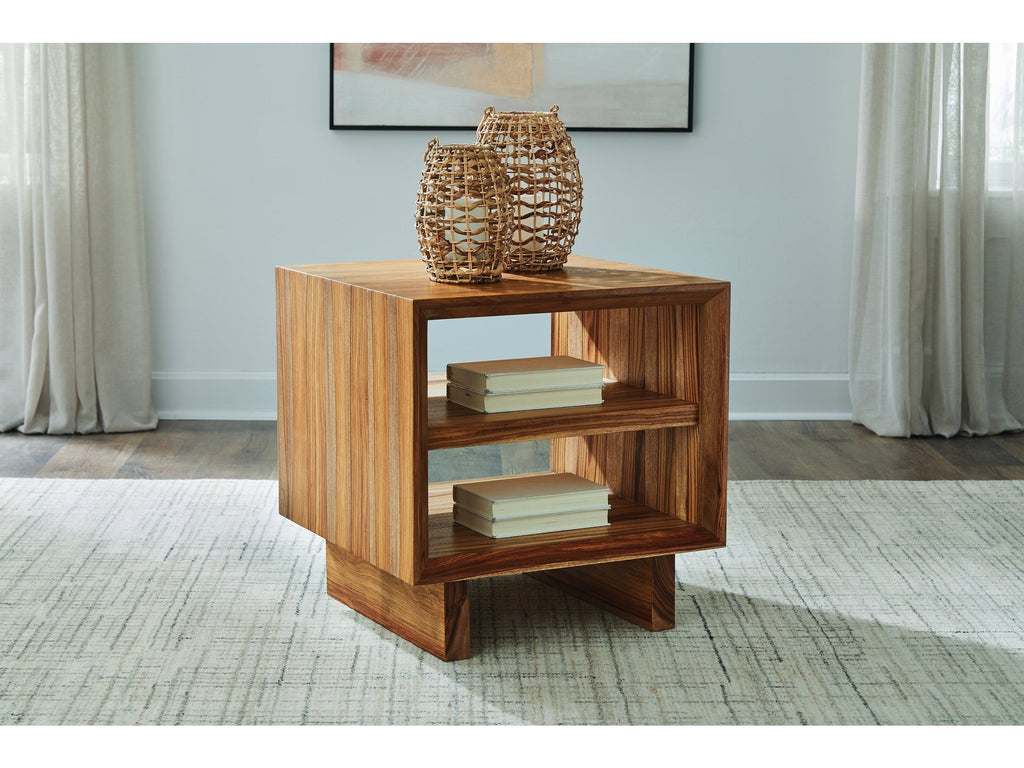 Dressonni Brown Square End Table