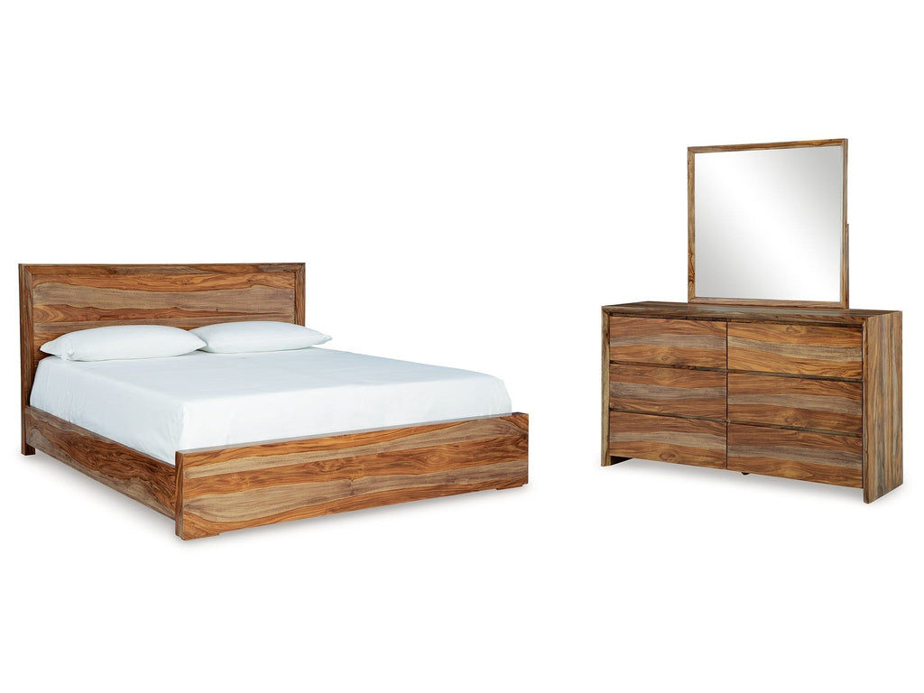 Dressonni California King Panel Bedroom Set with Dresser and Mirror