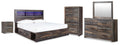 Drystan /Multi King Bookcase Storage Bed, Dresser, Mirror, Chest and Nightstand, Brown