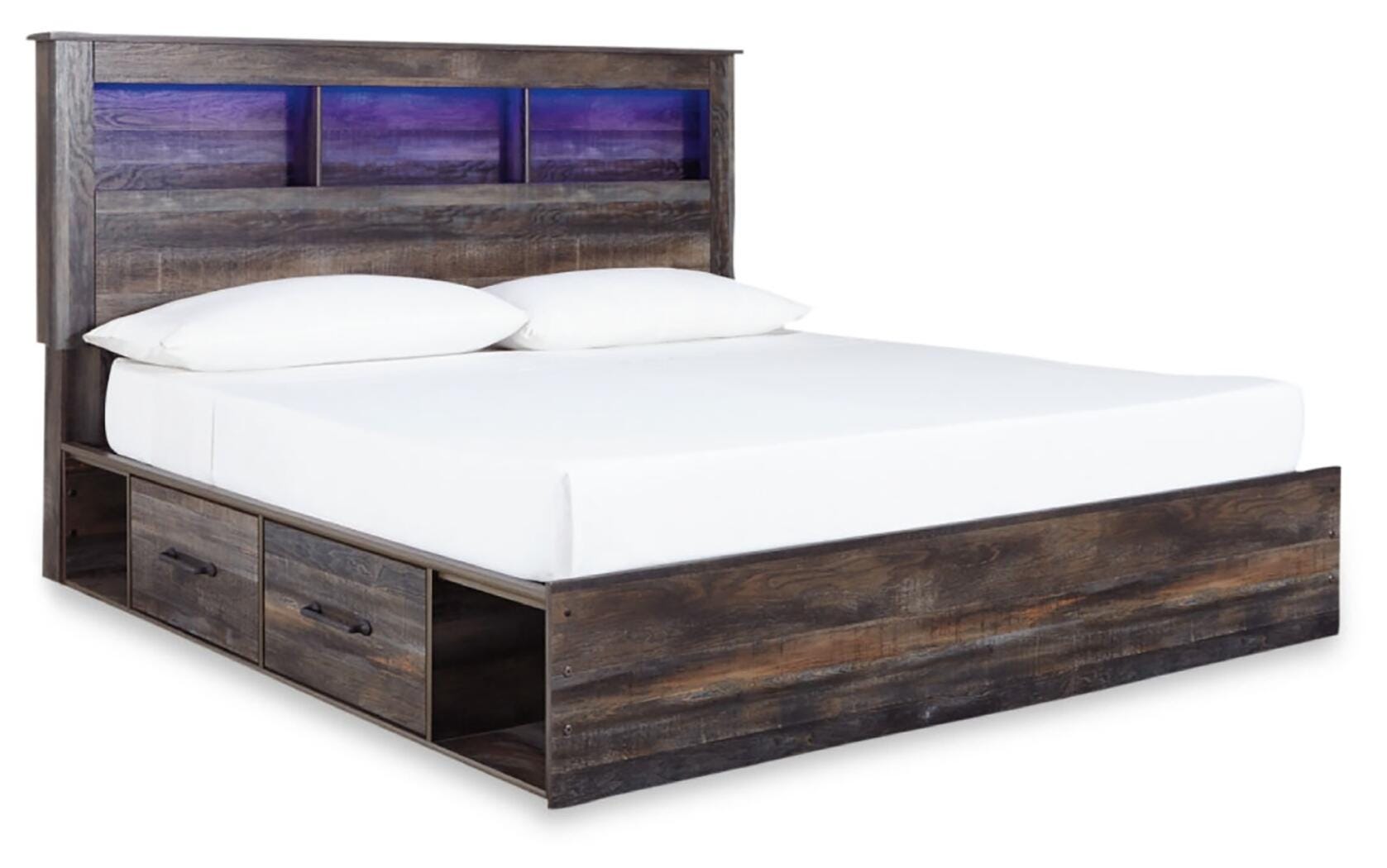Drystan /Multi King Panel Storage Bed, Dresser, Mirror and Nightstand, Brown